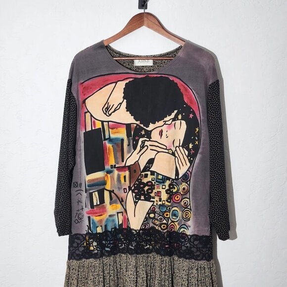 AHNI Women's Drop Waist Wearable Art Dress Size Large - Picture 4 of 9